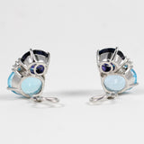 Large GUM DROP™ Earrings with Iolite and Blue Topaz and Diamonds