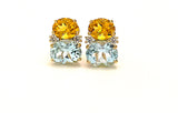 Medium GUM DROP™ Earrings with Citrine and Blue Topaz and Diamonds