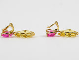 18kt Yellow Gold Multi Prong Drop Earring with Pink Topaz and Citrine