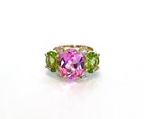 Mediium GUM DROP™ Ring with Pink Topaz and Peridot and Diamonds