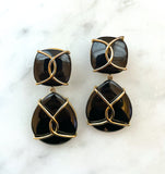 18kt Yellow Gold and Wood Earring