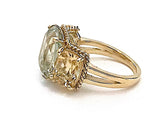 Mini Three Stone Ring with Rope Twist Border with Green Amethyst and Citrine