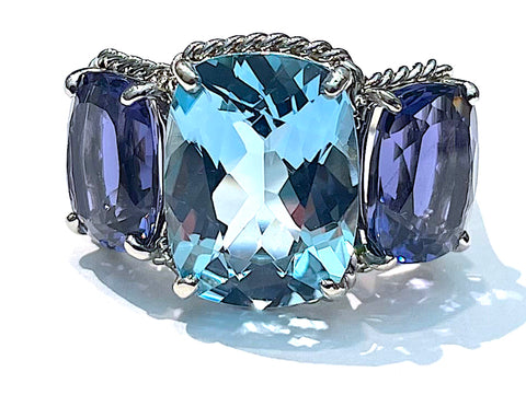 Fashion Adjustable London Blue Topaz American Diamond Stone Silver Plated  Ring | Female Jewelry - Gem O Sparkle