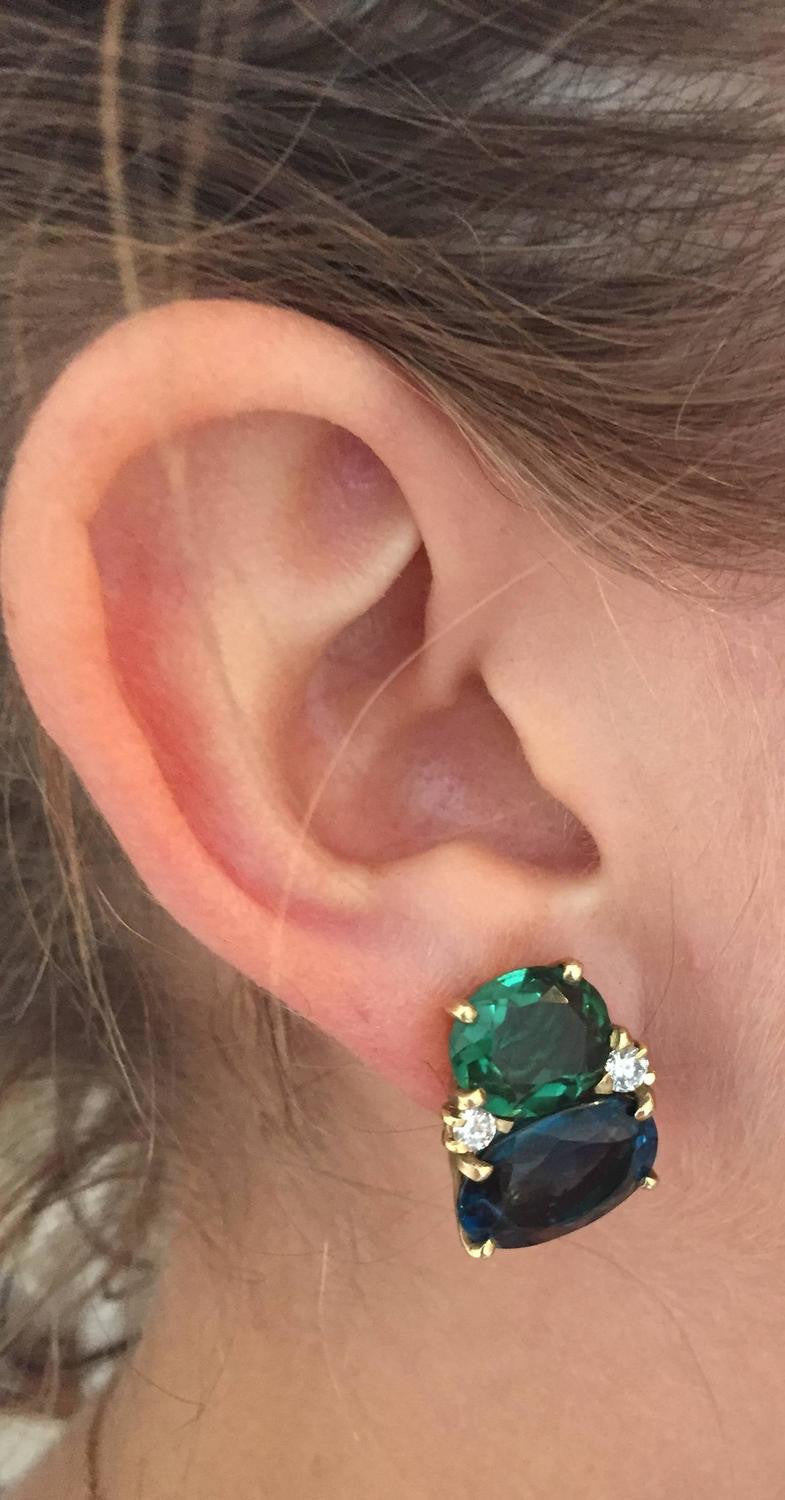 Mini GUM DROP™ Earrings with Citrine and Cabochon Smokey Topaz and Diamonds