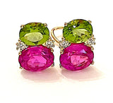 Medoium GUM DROP™ Ring with Pink Topaz and Peridot and Diamonds