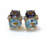 Mini GUM DROP™ Iolite Blue Topaz Diamond Earrings