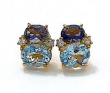 VERY Mini GUM DROP™ Earrings with Iolite and Blue Topaz and Diamonds