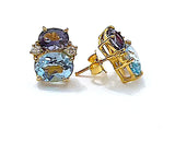 Mini GUM DROP™ Iolite Blue Topaz Diamond Earrings