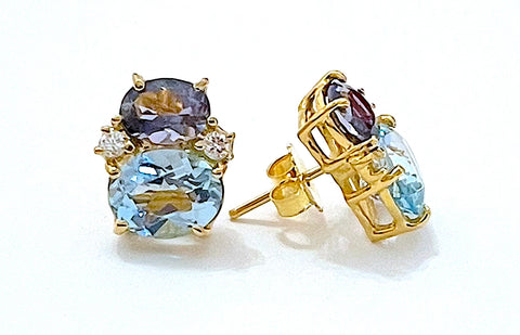 Mini GUM DROP™ Iolite Blue Topaz Diamond Earrings