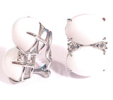 Grande GUM DROP™ Earrings with Cabochon White Jade and Diamonds