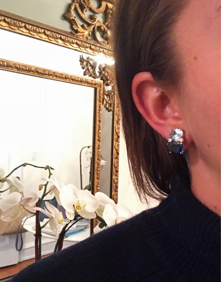 Medium GUM DROP™ Earrings with Blue Topaz Peridot and Diamonds