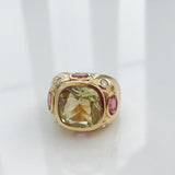 18kt Bonheur Ring with Lemon Citrine and Pink Topaz and Diamonds