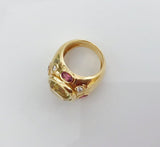 18kt Bonheur Ring with Lemon Citrine and Pink Topaz and Diamonds