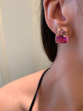 18kt Yellow Gold Two Stone Cushion Cut Earring with Rope Twist Border