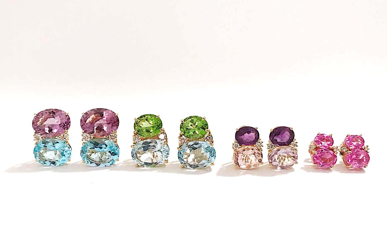 Mini GUM DROP™ Iolite Blue Topaz Diamond Earrings