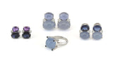 Mini GUM DROP™ Earrings with Iolite and Cabochon Chalcedony and Diamonds