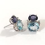 Mini  GUM DROP™  Earrings with Iolite, Amethyst and Diamonds