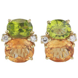 Medium GUM DROP™ Earrings with Peridot and Deep Citrine and Diamonds