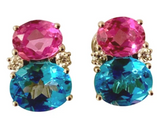 Medium GUM DROP™ Earrings with Blue Topaz Peridot and Diamonds