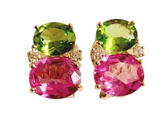 Medium GUM DROP™ Earrings with Blue Topaz Peridot and Diamonds