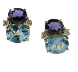 Medium GUM DROP™ Earrings with Tsavorite and Dark Blue Topaz and Diamonds