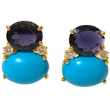 Grande GUM DROP™ Earrings with Cabochon Turquoise and Diamonds