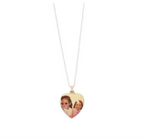 Personalized Gold Heart Shaped Picture Pendant on White Topaz "by the Yard" type Chain