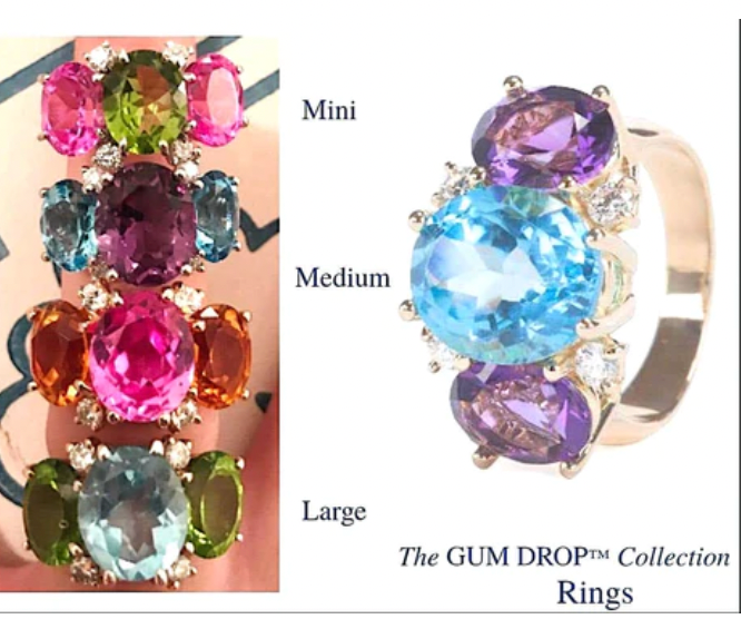 Medium 18kt White Gold GUM DROP™  Ring with Morganite and Amethyst