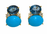 Large GUM DROP™ Earrings with Iolite and Cabochon Turquoise and Diamonds