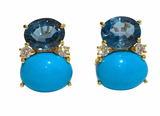 Large GUM DROP™ Earrings with Cabochon Turquoise and Diamonds