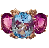 Medium GUM DROP™ Ring with Blue Topaz Violet Amethyst and Diamonds