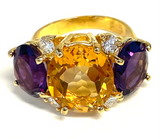 Large GUM DROP™ Ring with Citrine and Amethyst and Diamonds