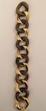 Alternating Multi Wood and Gold Curved Link Bracelet