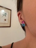 Medium Gum Drop Earrings with Blue Topaz Peridot and Diamonds