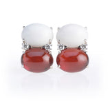 Grande GUM DROP™ Earrings with Cabochon White Jade and Garnet and Diamonds