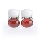 Jumbo GUM DROP™ Earrings with Cabochon White Jade and Garnet and Diamonds
