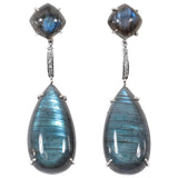 Labradorite White Gold and Diamond drop Earrings