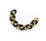 Gold and Wood Link Bracelet