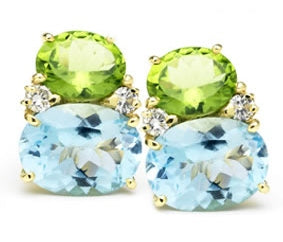 Large GUM DROP™ Earrings with Peridot and Blue Topaz and Diamonds