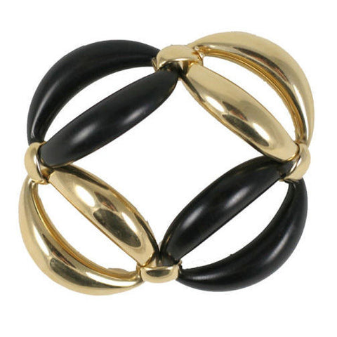 18kt Yellow Gold and Ebony oval link Bracelet