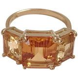 18 Karat Yellow Gold Mini Emerald Cut Ring with Two-Toned Citrine