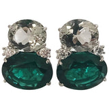 Large GUM DROP™ Green Amethyst and Green Topaz and  Diamond Earrings