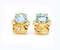 Medium GUM DROP™ Earrings with Blue Topaz and Citrine and Diamonds