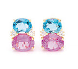 Medium GUM DROP™ Earrings with Blue Topaz and Pink Topaz and Diamonds