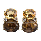 Mini GUM DROP™ ADELE Earrings with Citrine and Cabochon Smokey Topaz and Diamond