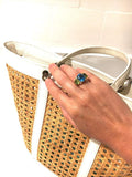 Medium GUM DROP™ Ring with Blue Topaz and Peridot and Diamonds