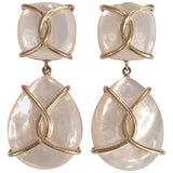 Mother Of Pearl Cushion Drop Earrings with Twisted Gold Detail