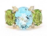 Medium GUM DROP™ Ring with Blue Topaz Violet Amethyst and Diamonds
