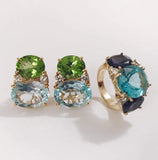 Medium GUM DROP™ Ring with Blue Topaz Violet Amethyst and Diamonds