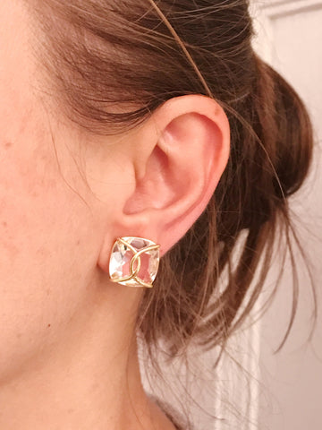 Large Cushion Post Earrings